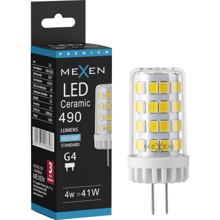 Mexen Oris LED крушка G4, 4W, Студена - 6500K, 490 lm - L115-G4-0465-01