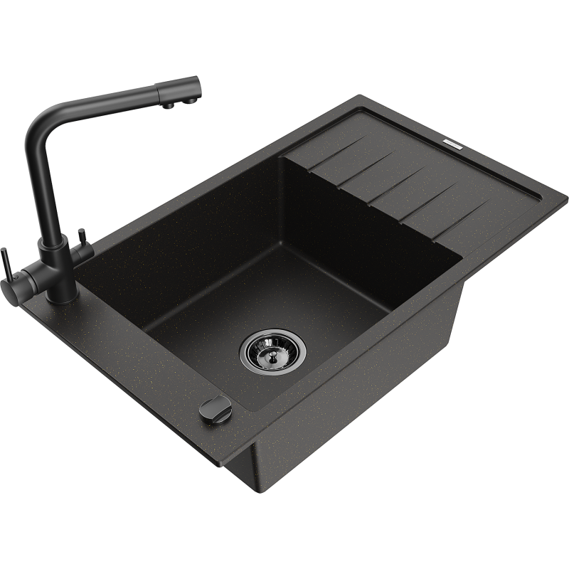 Mexen Elias гранитна мивка с 1 камера с отцедник и кухненски смесител Duero,