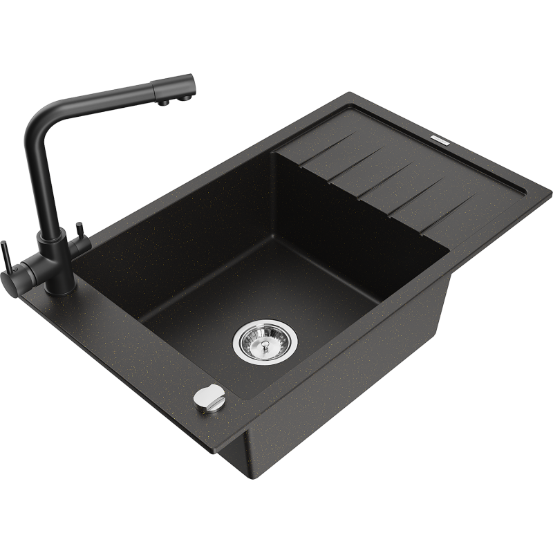 Mexen Elias гранитна мивка с 1 камера с отцедник и кухненски смесител Дуеро,