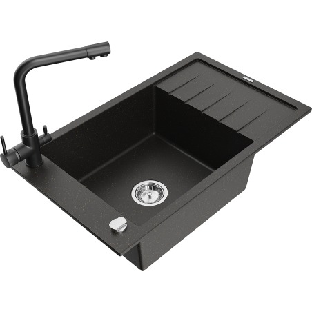Mexen Elias гранитна мивка с 1 камера с отцедник и кухненски смесител Дуеро,