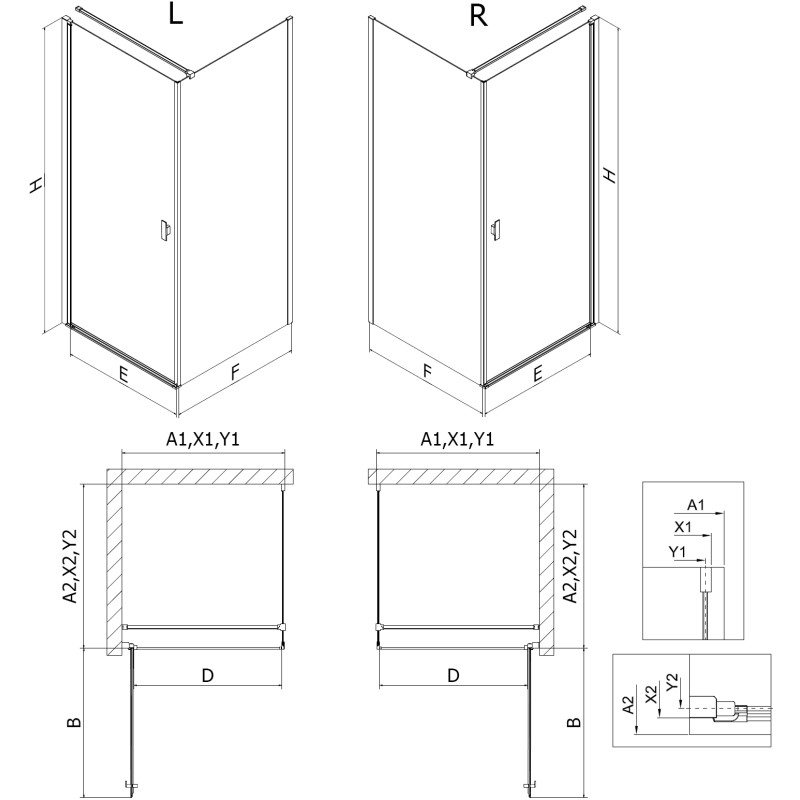Mexen Mist-B люк кабина за душ 80 х 80 см, прозрачна, четкан никел - 8A2T-080-080-97-00