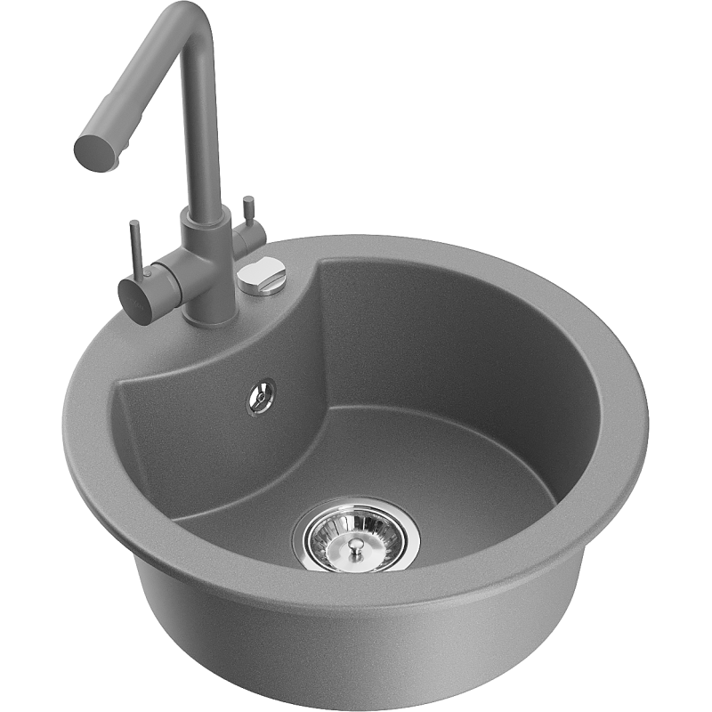 Mexen Diego гранитна мивка с 1 отделение с кухненски смесител Duero, сива