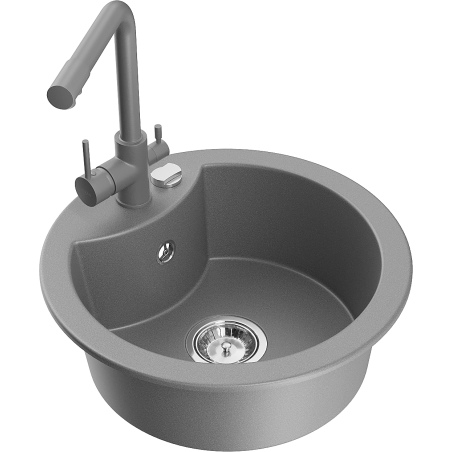 Mexen Diego гранитна мивка с 1 отделение с кухненски смесител Duero, сива