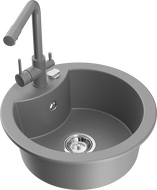 Mexen Diego гранитна мивка с 1 отделение с кухненски смесител Duero, сива