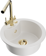 Mexen Diego гранитна мивка с 1 отделение с кухненски смесител Duero, бял - 6512-20-671600-50