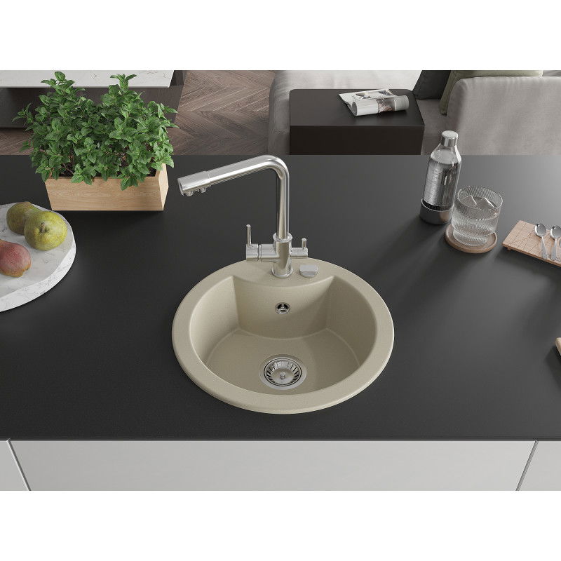 Mexen Diego 1-камерна гранитна мивка с кухненски смесител Duero, бежов - 6512-69-671600-00