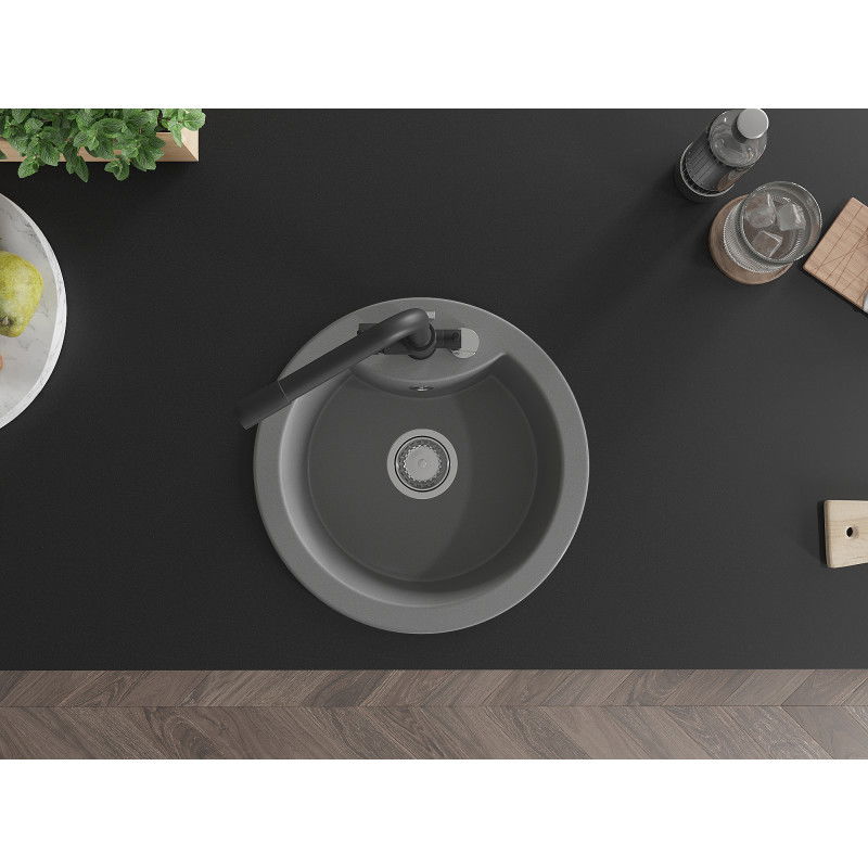 Mexen Diego мивка от гранит с 1 гнездо и кухненска батерия Duero, сив - 6512-71-671600-70