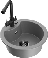 Mexen Diego кухненска мивка от гранит с 1 отделение и смесител Duero, сив - 6512-71-671600-70-B