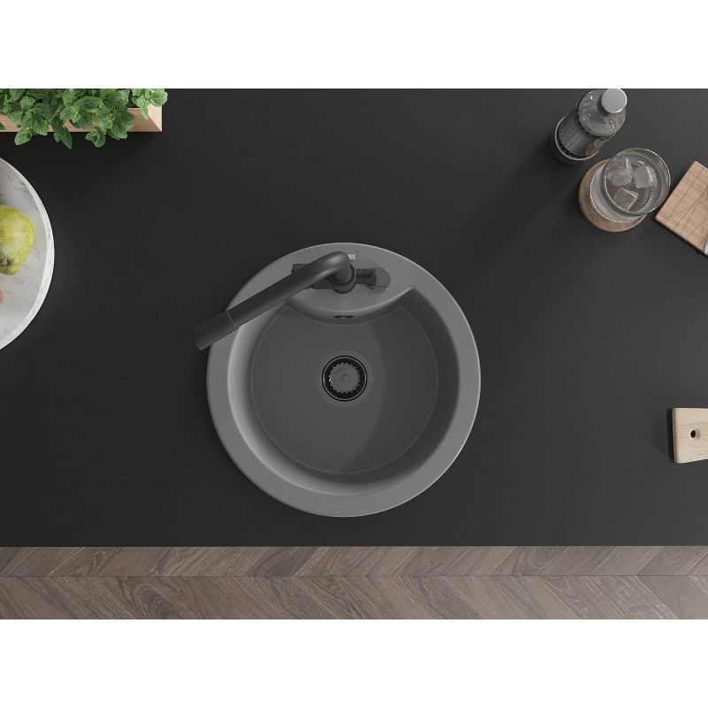 Mexen Diego кухненска мивка от гранит с 1 отделение и смесител Duero, сив - 6512-71-671600-70-B