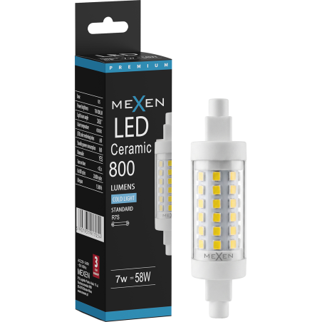 Mexen Vega Димируема LED крушка R7S, 7W, Студена светлина - 6500K, 800 lm - L125-R7S-0765-01