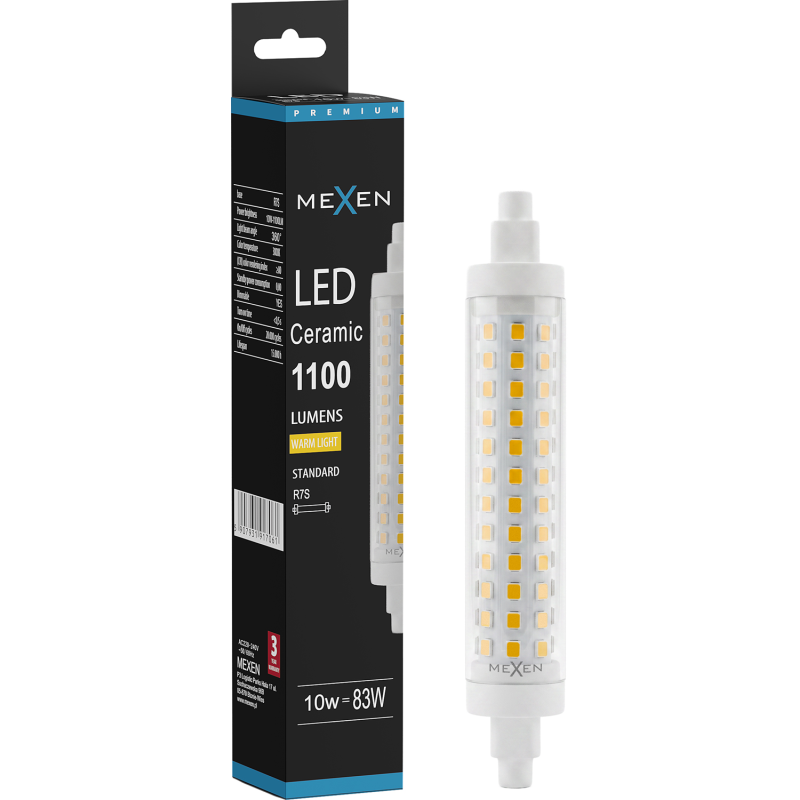 Mexen Vega LED крушка с регулиране на яркостта R7S, 10W, Топла - 3000K, 1100 lm