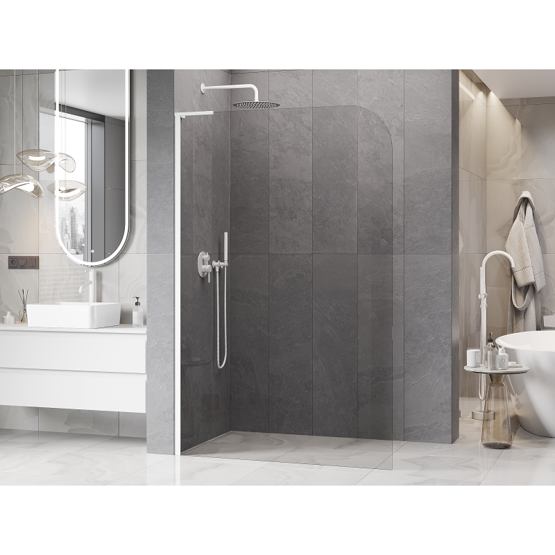 Mexen Kioto-P L Душ стена Walk-in 120 x 200 см, прозрачна 8 мм, бяла - 800-120-103-20-00-P