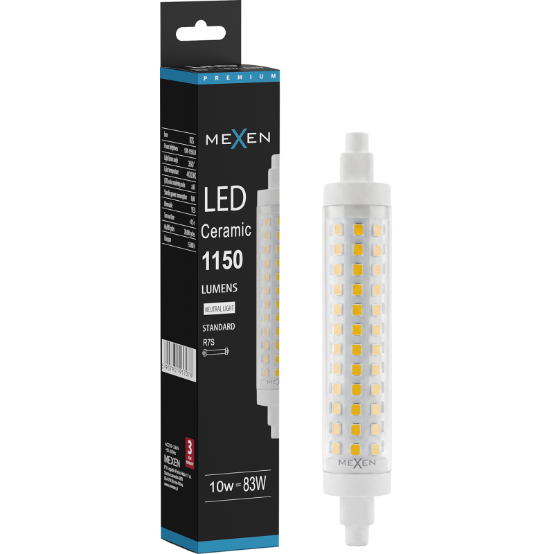 Mexen Vega Димируема LED крушка R7S, 10W, Неутрална - 4000K, 1150 lm - L125-R7S-1040-02