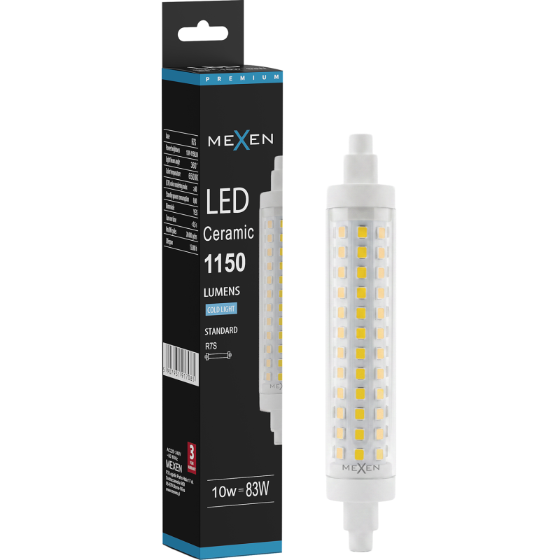 Mexen Vega Димируема LED крушка R7S, 10W, Студена - 6500K, 1150 lm - L125-R7S-1065-02