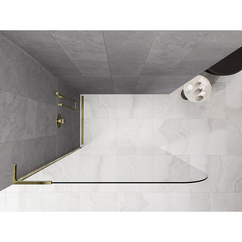 Mexen Kioto-P L Душ стена Walk-in 70 x 200 см, прозрачна 8 мм, златна - 800-070-103-50-00-P