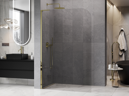 Mexen Kioto-P L душ параван Walk-in 80 x 200 cm, прозрачен 8 mm, златен - 800-080-103-50-00-P