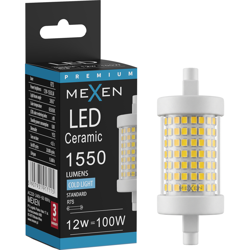 Mexen Vega LED крушка с димер R7S, 12W, Студено - 6500K, 1550 lm - L125-R7S-1265-01