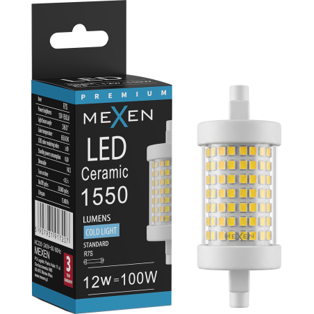 Mexen Vega LED крушка R7S, 12W, Студена - 6500K, 1550 lm - L126-R7S-1265-01