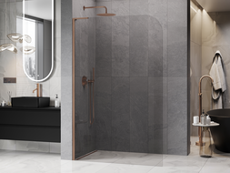 Mexen Kioto-P L душ стена Walk-in 120 x 200 см, прозрачен 8 мм, четкана мед - 800-120-103-65-00-P