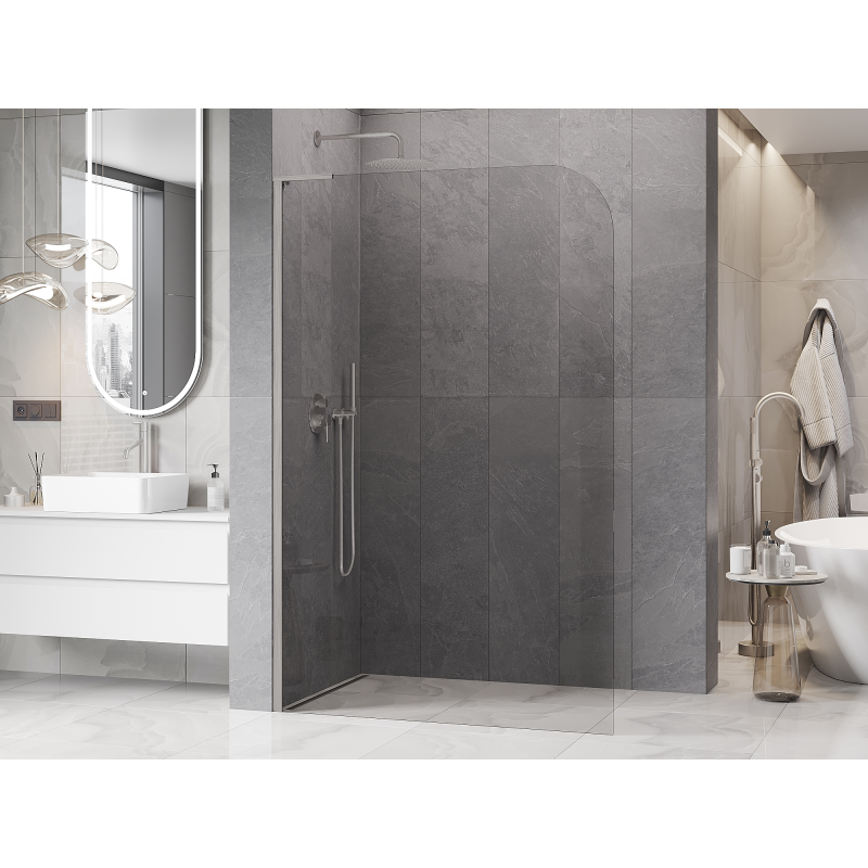 Mexen Kioto-P L Панел за душ Walk-in 110 x 200 см, прозрачен 8 мм, четкан никел