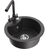 Mexen Diego еднокоморно гранитно мивка с кухня батерия Duero, черен с петна - 6512-76-671600-76