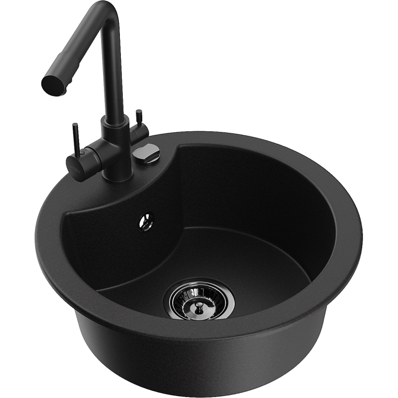 Mexen Diego гранитна кухненска мивка с 1 корито с кухненски смесител Duero,