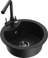 Mexen Diego гранитна кухненска мивка с 1 корито с кухненски смесител Duero,