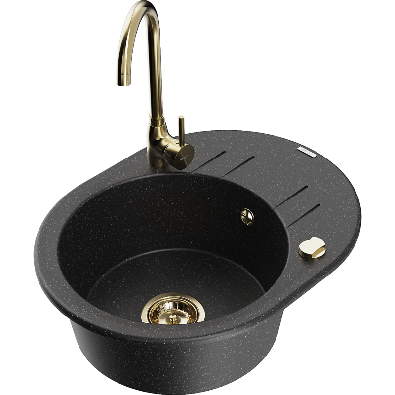 Mexen Kevin гранитна мивка с 1 гнездо с отцедник и кухненски смесител Telma,