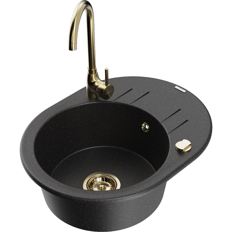 Mexen Kevin гранитна мивка с 1 гнездо с отцедник и кухненски смесител Telma,