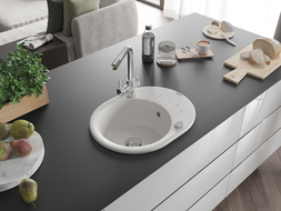 Mexen Kevin гранитна мивка с 1 камера, отцедник и кухненски смесител Duero, бял - 6517-20-671600-00