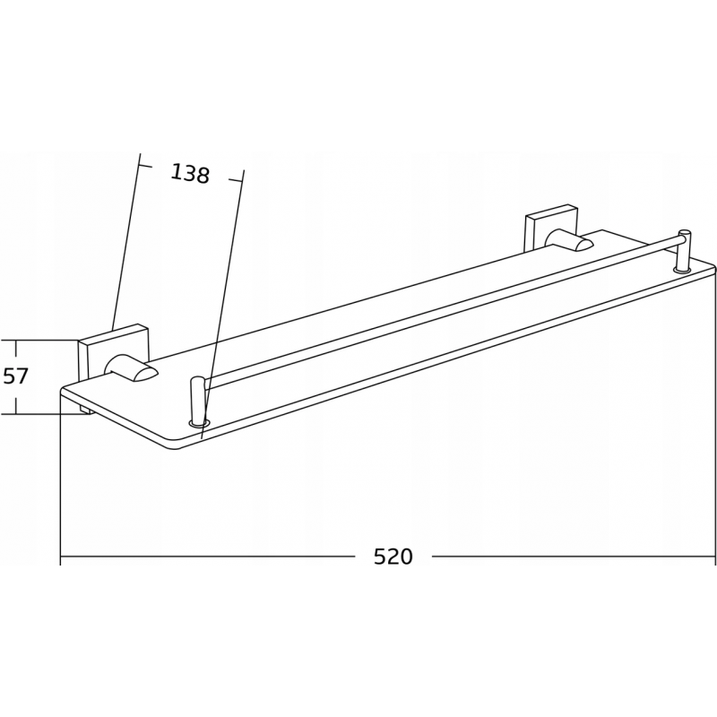 Mexen Rufo висяща стъклена етажерка, черна - 7050937-70