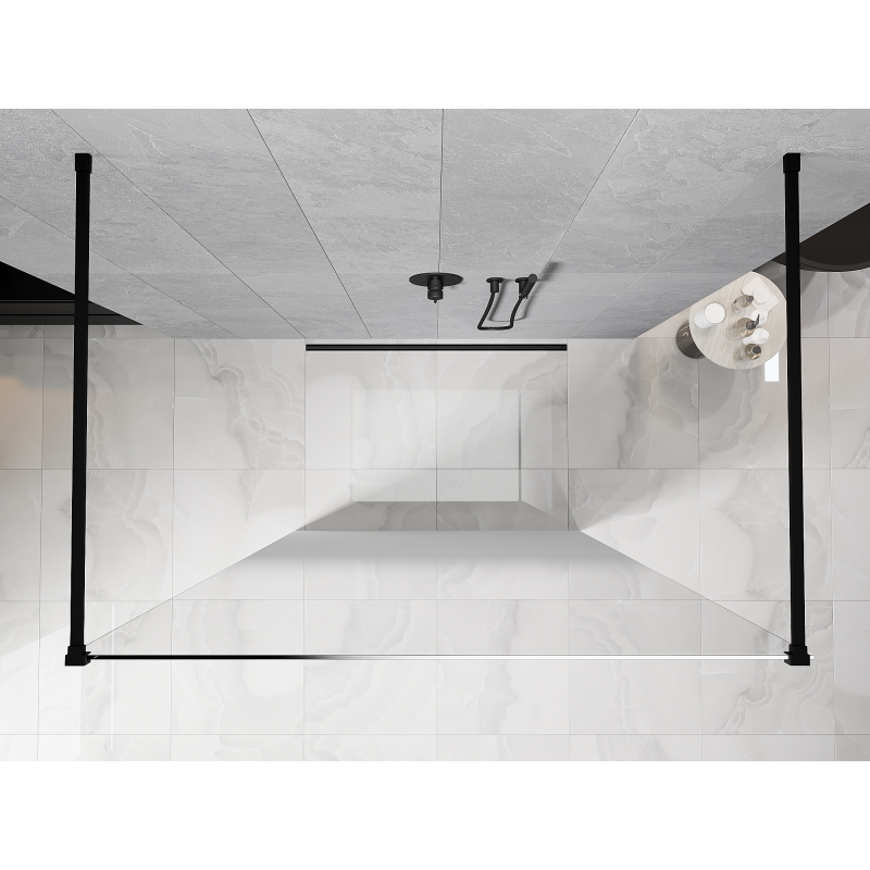 Mexen Kioto свободностояща преграда за душ 110 x 200 cm, бяло омбре 8 mm, черна