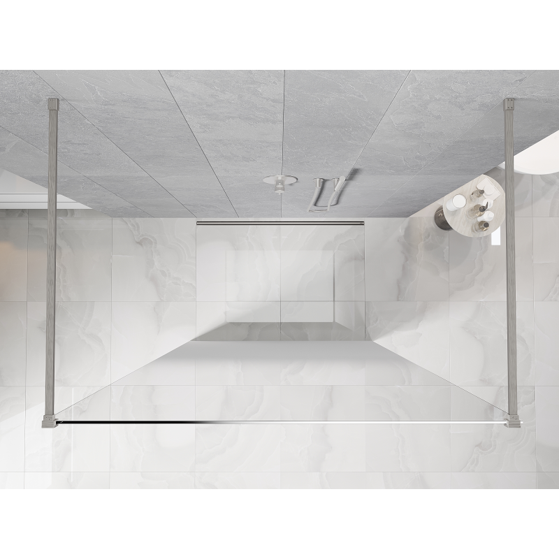 Mexen Kioto самостоятелна душ стена 110 x 200 cm, бяло омбре 8 мм, матиран никел