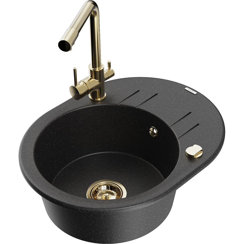 Mexen Kevin гранитна мивка с 1 отделение с отцедник и кухненски смесител