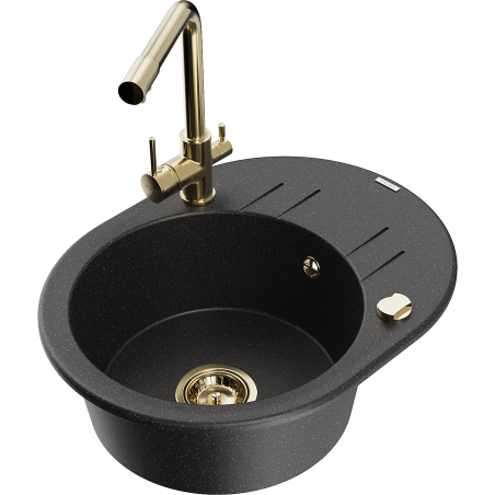 Mexen Kevin гранитна мивка с 1 отделение с отцедник и кухненски смесител