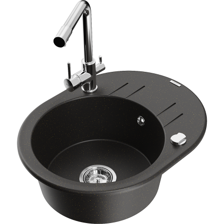 Mexen Kevin гранитна кухненска мивка с една клетка с отцедник и смесител