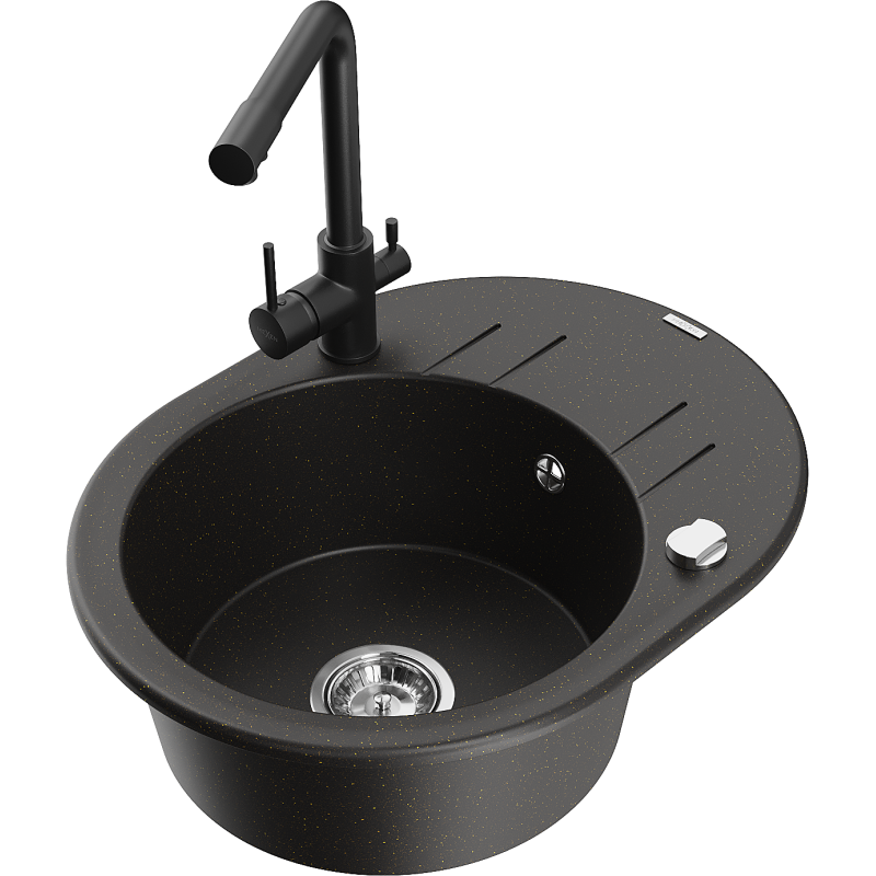 Mexen Kevin гранитна кухненска мивка с 1 корито и отцедник с кухненски