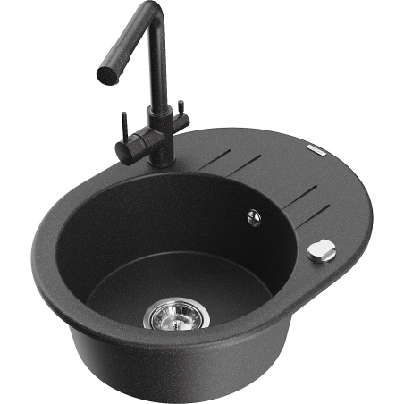 Mexen Kevin гранитна мивка с 1 отделение с капково и кухненски кран Duero,