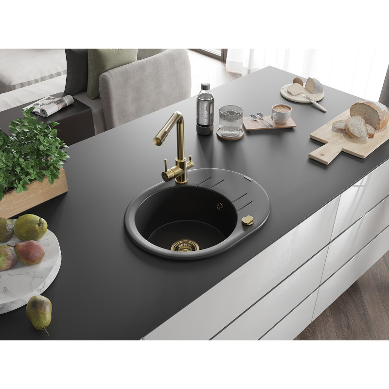 Mexen Kevin гранитна кухненска мивка с 1 камера и отцедник и кухненски кран