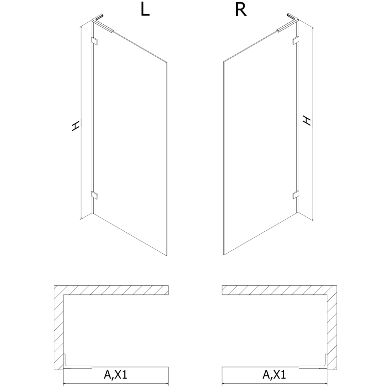Mexen Lunar L душ стена Walk-in дясна 70 x 200 cm, прозрачна 8 mm, розово злато - 830L-070-000-60-00-P