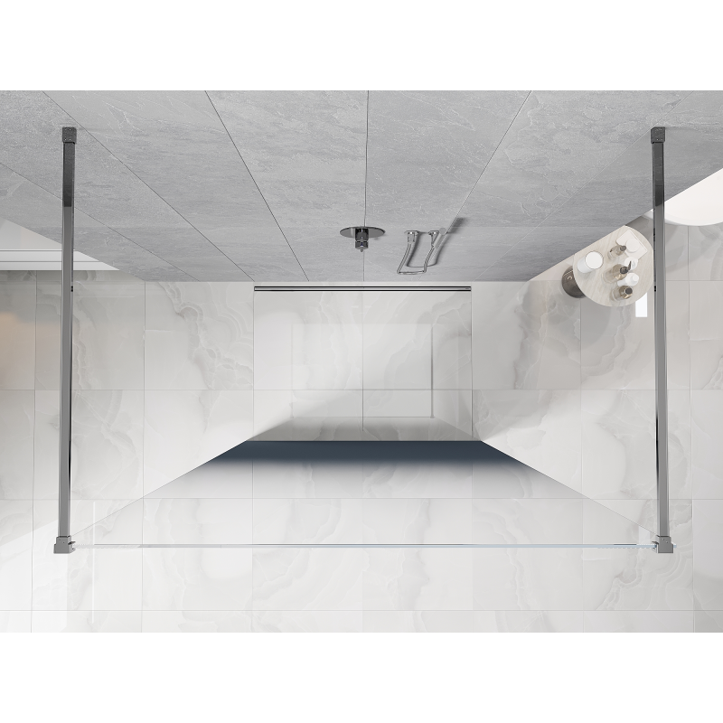 Mexen Kioto свободностояща душ стена 150 x 200 cm, синьо омбре 8 mm, хром
