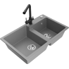 Mexen Tomas двоен гранитен кухненски мивка с батерия Duero, сив - 6516-71-671600-70