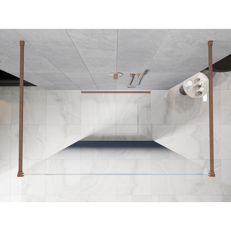 Mexen Kioto свободностояща душ кабина 100 x 200 cm, омбре син 8 mm, матирана мед