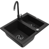 Mexen Carlos гранитна мивка с 1,5 камери с кухненски смесител Telma, черна