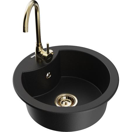 Mexen Diego гранитна кухненска мивка с една камера и кухня Telma, черен