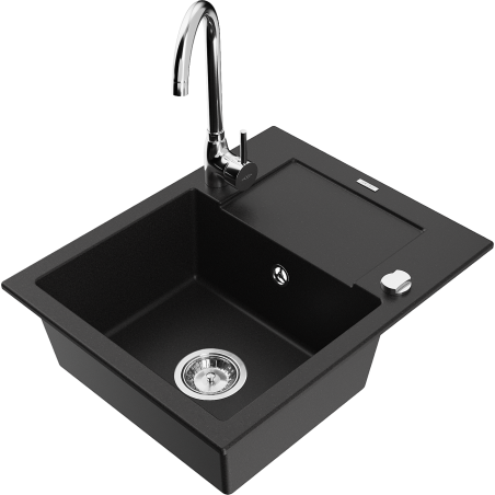 Mexen Enzo гранитна мивка с 1 корито с отцедник и кухненски смесител Telma,