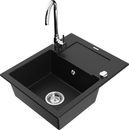 Mexen Enzo гранитна мивка с 1 корито с отцедник и кухненски смесител Telma,