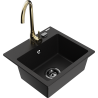 Mexen Milo гранитна мивка с 1 отделение и кухненски смесител Telma, черен - 6505-77-670200-50-B