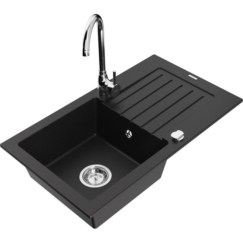 Mexen Pablo гранитна мивка с 1 отделение с отцедник и кухненски смесител