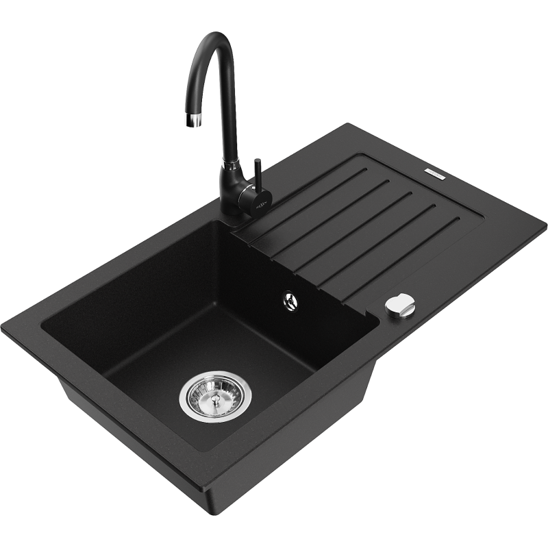 Mexen Pablo гранитна кухненска мивка с 1 корито, отцедник и кухненски